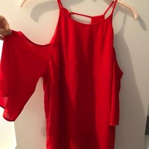 Flirty, red cold-shoulder top